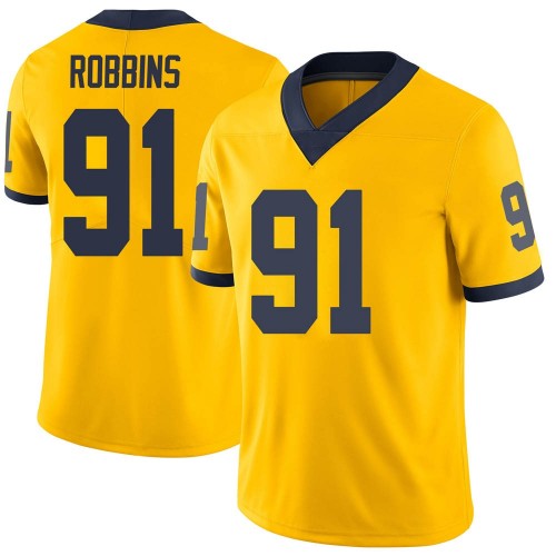 Brad Robbins Michigan Wolverines Youth NCAA #91 Maize Limited Brand Jordan College Stitched Football Jersey WOD8054EM